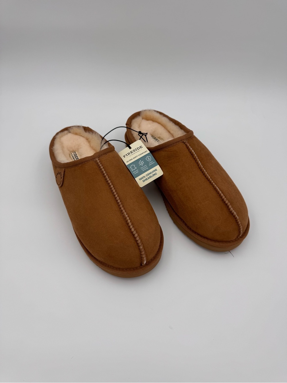 Fireside by Dearfoams Chestnut Shearling Slippers Size 12
